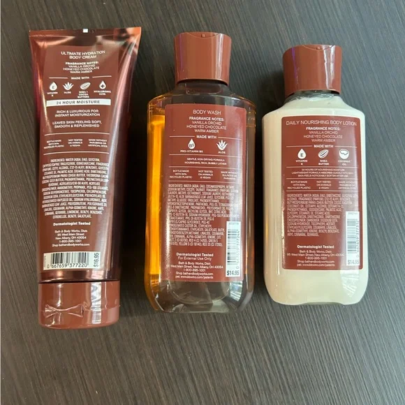 New 3 Piece Bath & Body Works Chocolate Amber Lot Body Cream Body Wash Lotion - Picture 2 of 2